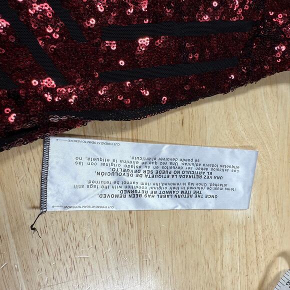 Dress The Population NWT Emery Long Sleeve Sequin Cocktail Dress Size L Berry - Picture 8 of 12